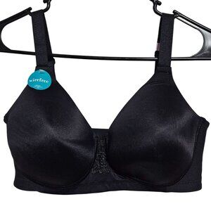 Vanity Fair Wirefree Black Padded Bra Size 36D Adjustable Straps Womens Intimate